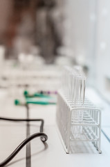 Close-up test tubes rack