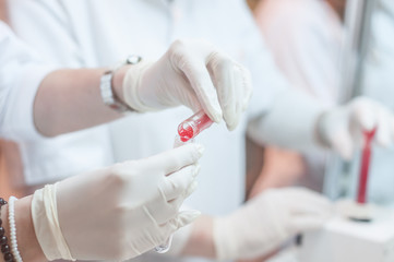 Test tube with blood close-up