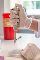 Close-up working in laboratory