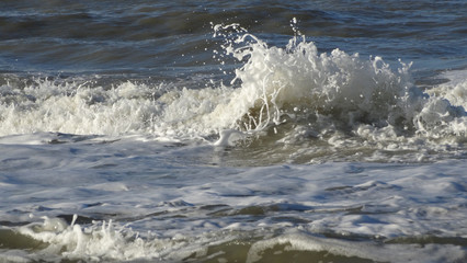 Netherlands; A close-up of a wave in the North Sea