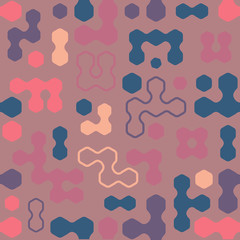 Naklejka na ściany i meble Geometric colored hexagon forms seamless pattern