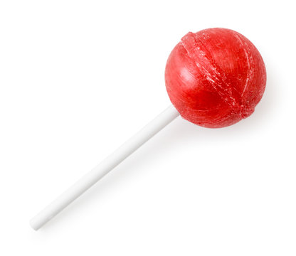 Red Lollipop on a white. The form of the top.