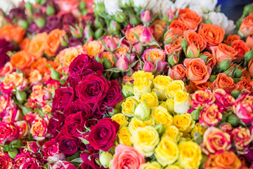 Photo of flower bazaar for graphic and web design, for website or mobile app.
