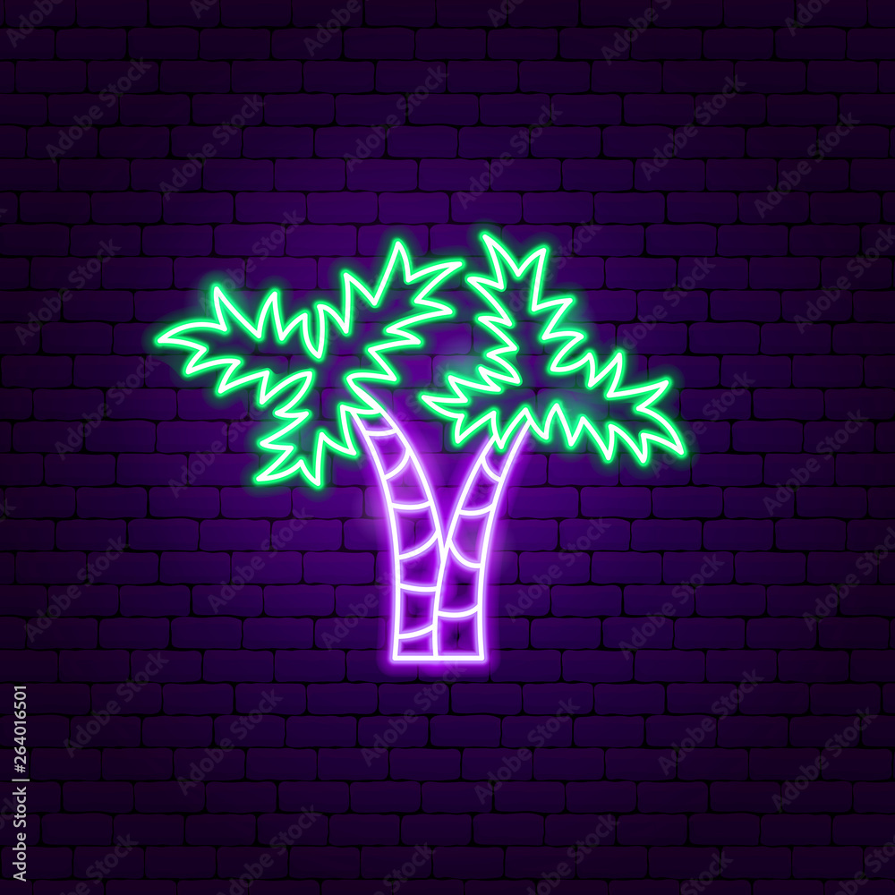 Sticker two palm trees neon label