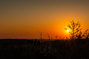 orange sunset on the horizon