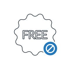 Free icon with not allowed sign. Free sticker, badge, tag icon and block, forbidden, prohibit symbol