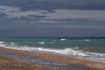 Fototapeta na wymiar beach and sea,wave,horizon,sky,cloud,panorama, seascape,