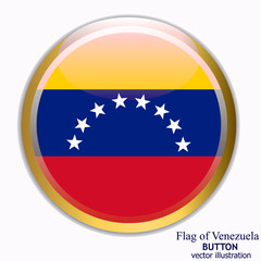 Obraz premium Banner with flag of Venezuela. Colorful illustration with flag for web design. Button with transparent background. Vector illustration.