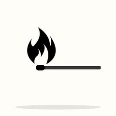 Match fire icon vector. flame heat or spicy food symbol flat icon for apps and websites vector illustration eps10