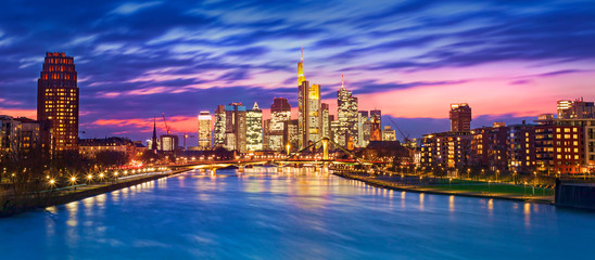 cityscape of Frankfurt am Main city in Germany. night scene