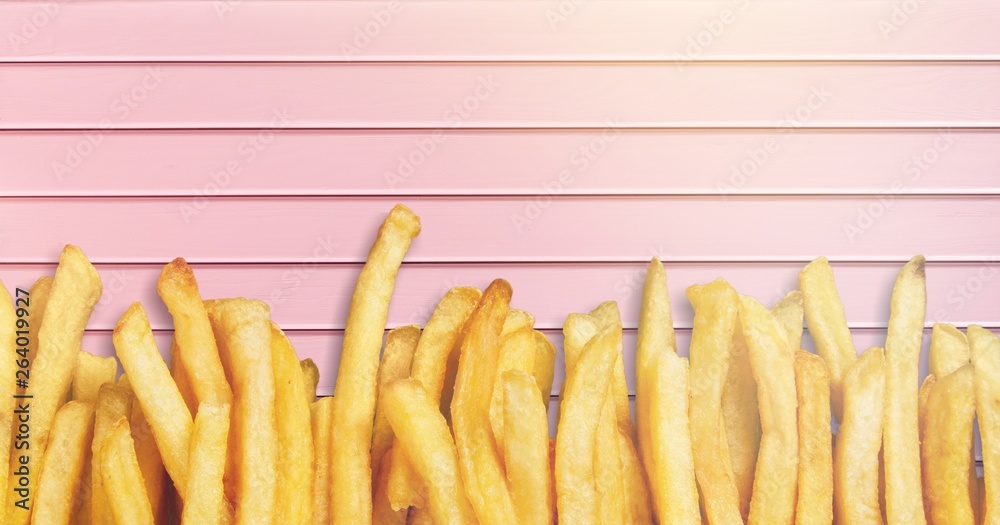 Wall mural Homemade pile of appetizing french fries - Wall murals