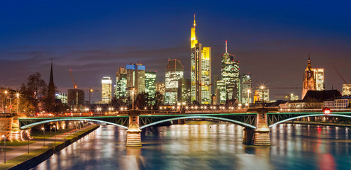 Frankfurt am Main city skyline night view. Germany