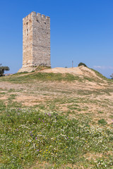 Naklejka premium Ancient Byzantine Tower in town of Nea Fokea, Kassandra, Chalkidiki, Central Macedonia, Greece