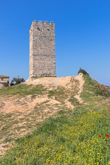 Ancient Byzantine Tower in town of Nea Fokea, Kassandra, Chalkidiki, Central Macedonia, Greece