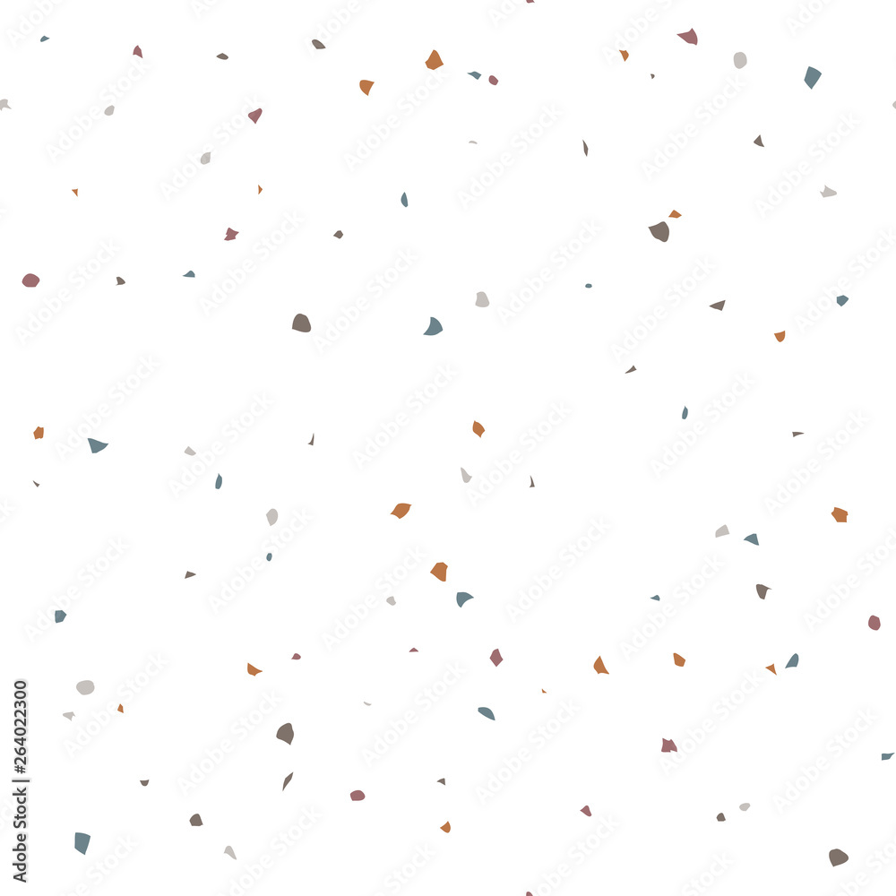 Poster Terrazzo flooring textured surface modern abstract pattern. Vector seamless abstract repeat with chips of marble or granite in soft pastel  colors.