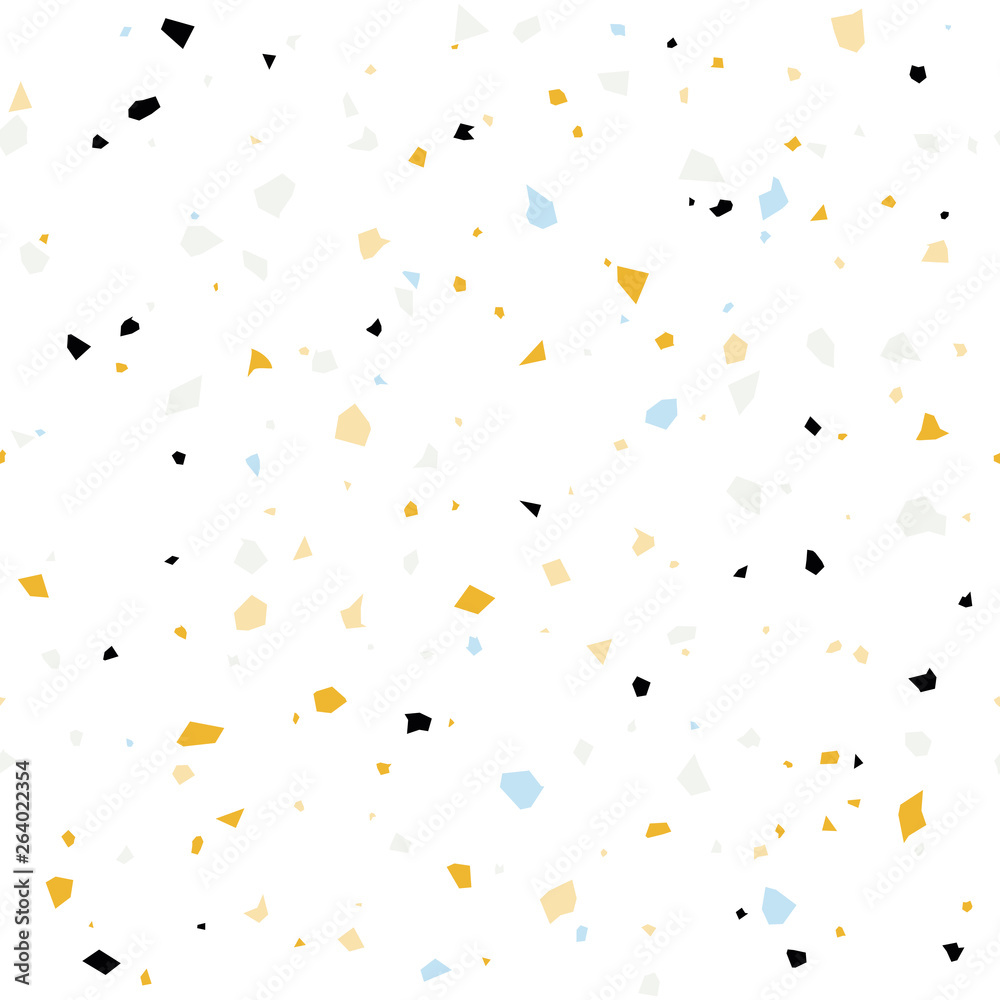 Poster Terrazzo flooring textured surface modern abstract pattern. Vector seamless abstract repeat with chips of marble or granite in soft pastel  colors.
