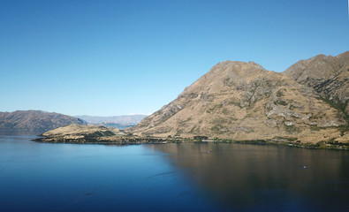 Fototapeta na wymiar Glendu Bay aerial view, near Wanaka, Otago, New Zealand
