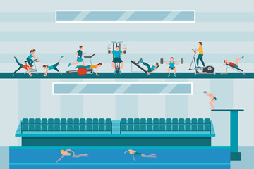 Gym flat vector illustration