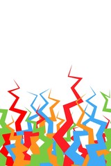 Broken lines seamless pattern. Abstract geometric colored shapes random growing