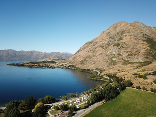Glendu Bay aerial view, near Wanaka, Otago, New Zealand