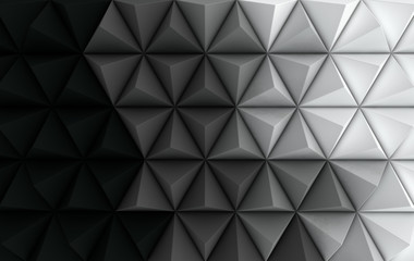 Fototapeta na wymiar 3d render black and white background. Paper pyramid geometric abstract illustration