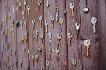 The texture of the keys on the old door
