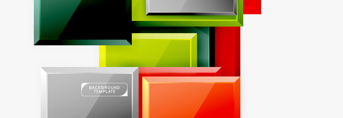Fototapeta premium Geometrical design squares abstract banner, glossy shiny effects