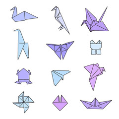 Origami Animals Hand Drawn Doodle Vector Set - 264025399