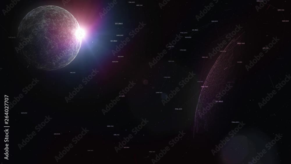 Wall mural artistic universe with 3d planets animation background. view from space.