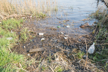 lake plastic garbage