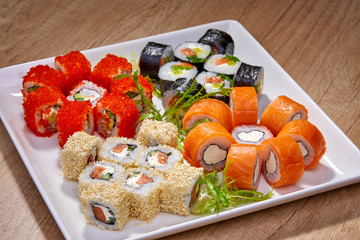 sushi set on table