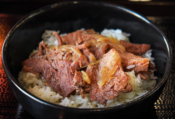 Gyudon - traditional Japanese rice bowl dish. Asian Cuisine. Donburi