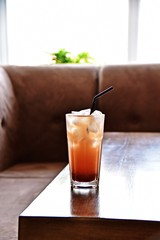 Iced strawberry lemonade in the tall glasses
