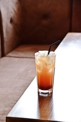 Iced strawberry lemonade in the tall glasses