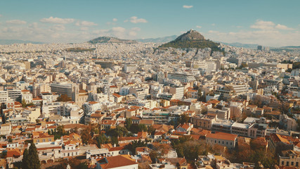 Fototapeta na wymiar View of Athens, Greece city skyline from above.