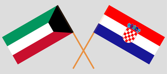 Croatia and Kuwait. The Croatian and Kuwaiti flags. Official colors. Correct proportion. Vector