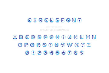 Circle original Font in Blue colour for Creative Design template. Flat illustration EPS10