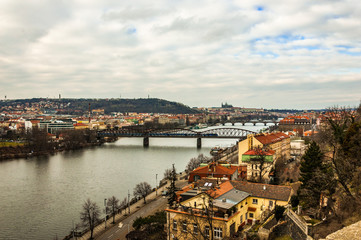 Fototapeta na wymiar Spectacular view on Prague from the mountain