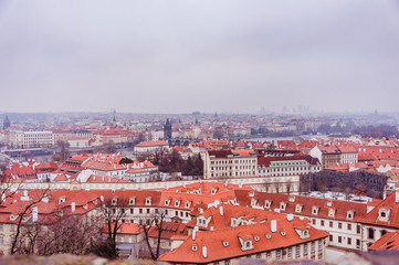Fototapeta premium Panoramic view of old city in Prague