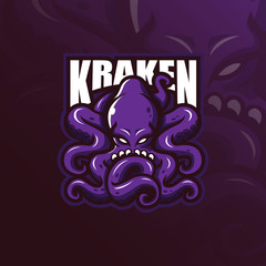 kraken mascot logo design vector with modern illustration concept style for badge, emblem and t shirt printing. angry octopus illustration.