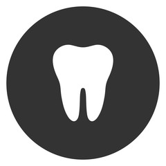 White Tooth Icon - Simple molar design inside dark gray circle