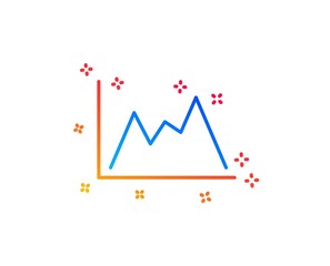 Obraz premium Line chart icon. Financial growth graph sign. Stock exchange symbol. Gradient design elements. Linear diagram icon. Random shapes. Vector