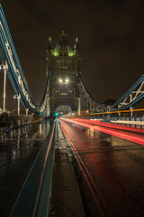 Fototapeta na wymiar Traffic at night in London.