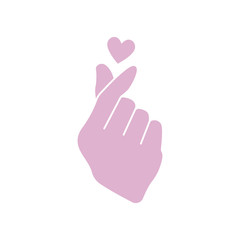 Korean Finger Heart Icon - Cute finger heart gesture icon isolated on white background and part of K-Pop icon collection