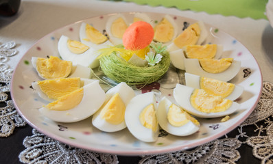 Easter eggs on the table