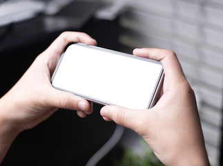 man holding phone screen placeholder for app or screenshot