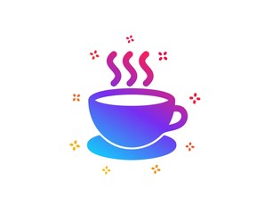 Coffee drink icon. Hot cup sign. Fresh beverage symbol. Dynamic shapes. Gradient design cappuccino icon. Classic style. Vector