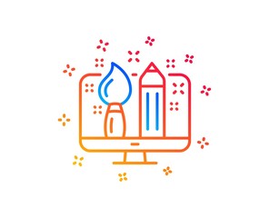 Creative design line icon. Graphic designer sign. Brush and pencil symbol. Gradient design elements. Linear creative design icon. Random shapes. Vector