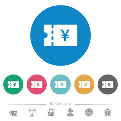 Japanese Yen discount coupon flat round icons