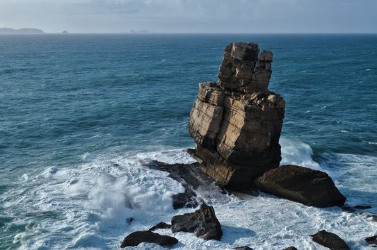 Nau dos Corvos Rock Formation in Cape Carvoeiro. Peniche, Portugal